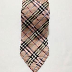 Burberry pink classic plaid print tie 100% silk